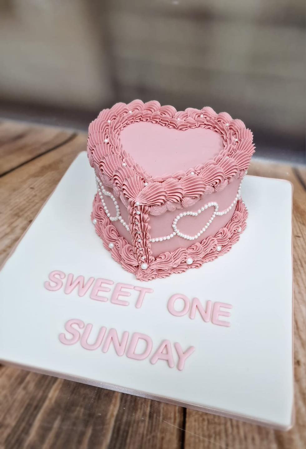 Vintage Heart Cake with Strawberries Truffles Bakers & Confectioners LTD